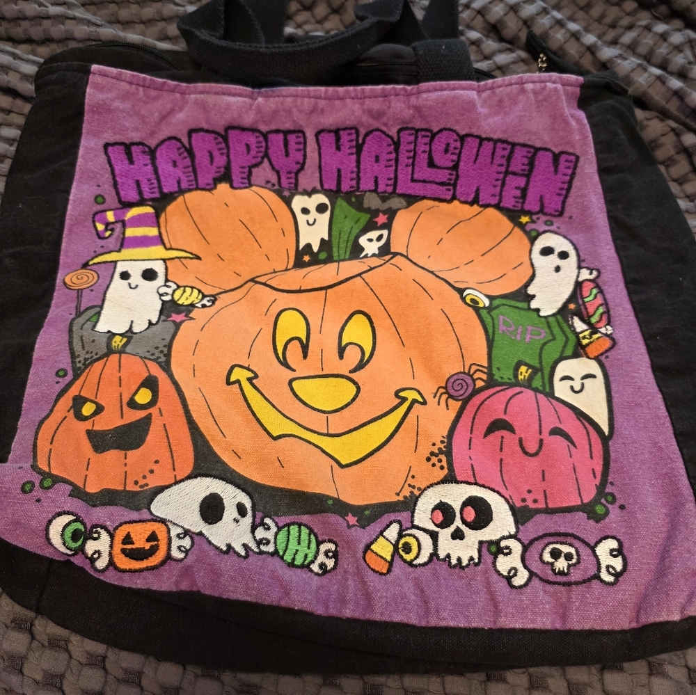 Halloween Tote Bag with Pumpkin and Ghosts